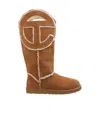 Ugg Shearling Trimmed Suede Boots With Telfar Logo In Brown