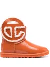 Ugg X Telfar Mens Tan Crinkle-texture Leather Ankle Boots In Orange