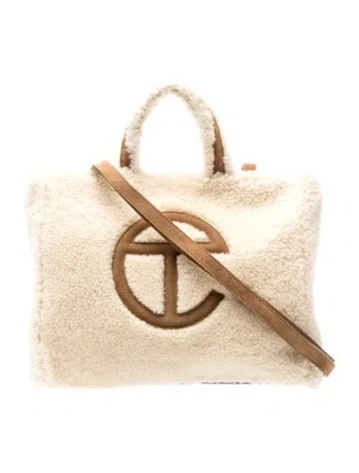 Pre-owned Ugg X Telfar Shearling Medium Natural Reverse Shopper Medium In Brown/neutrals