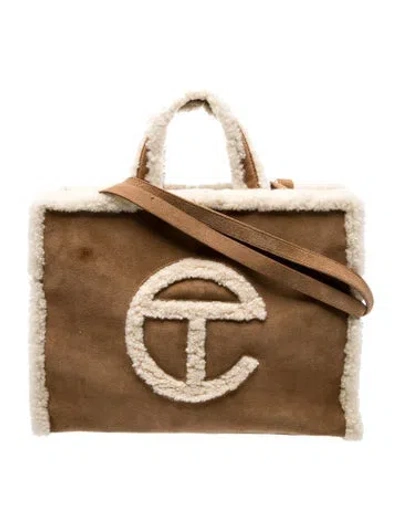 Pre-owned Ugg X Telfar Suede Chestnut Shopping Bag Medium In Brown