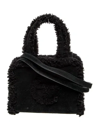 Pre-owned Ugg X Telfar Suede Top Handle Bag In Black