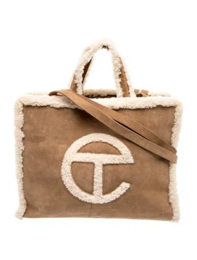 Pre-owned Ugg X Telfar Suede Top Handle Bag In Brown