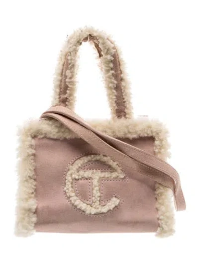 Pre-owned Ugg X Telfar Suede Top Handle Bag Small In Neutral
