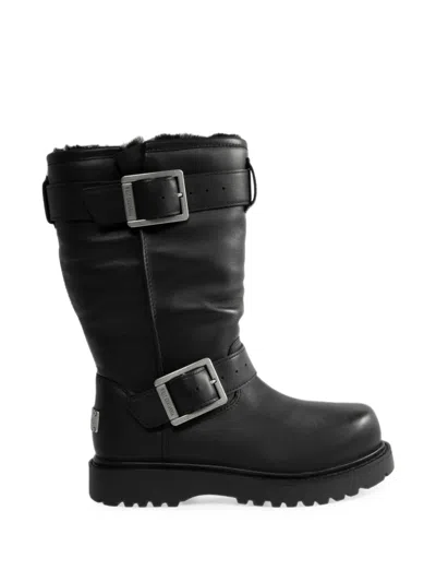Ugg Xwilly Chavarria Buckle-strap Leather Boots In Black