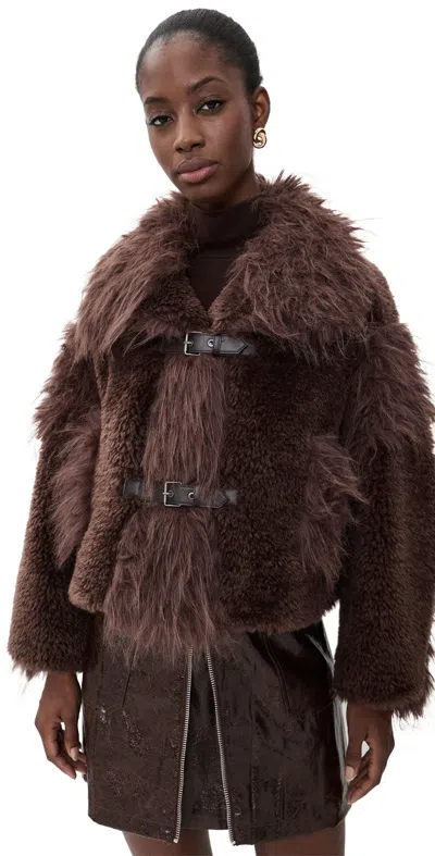 Ugg Xyla Faux Fur Jacket Burnt Cedar In Burgundy