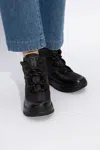 Ugg Yose Puffer Lace Womens Quilted Faux Fur Winter & Snow Boots In Black