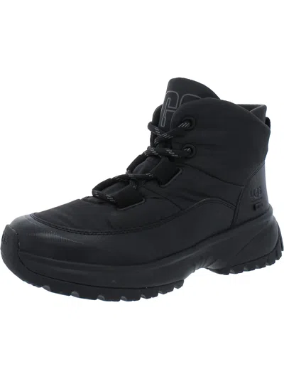 Ugg Yose Puffer Lace Womens Quilted Faux Fur Winter & Snow Boots In Black