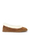 Ugg Soft Suede Ballet Flat With Plush Sheepskin Lining In Brown