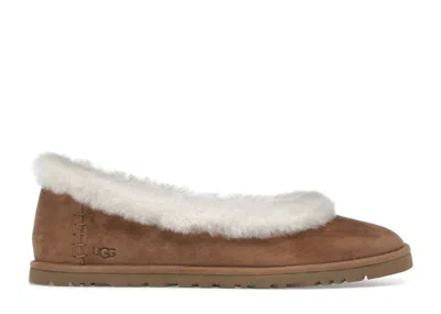 Pre-owned Ugg Zora Ballet Flat (women's) Sneakers In Chestnut In Brown