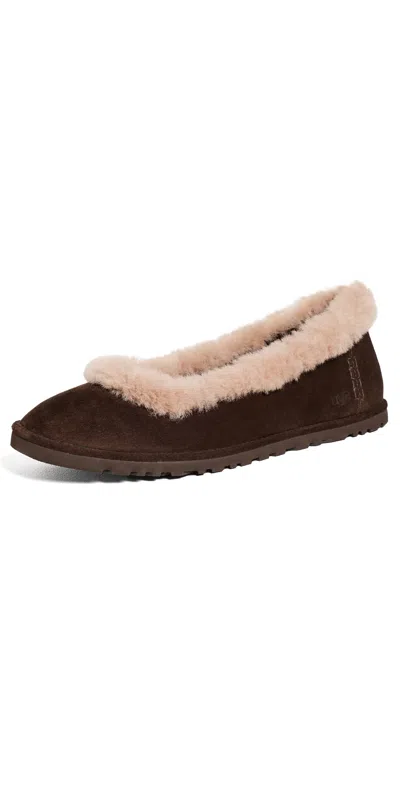 Ugg Zora Ballet Flats Dusted Cocoa In Brown