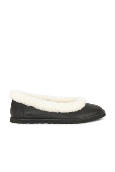 Ugg Zora Leather Ballet Flat In Black