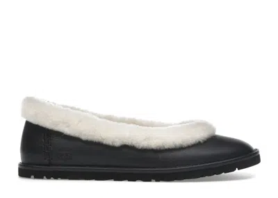 Pre-owned Ugg Zora Leather Ballet Flat (women's) Sneakers In Black