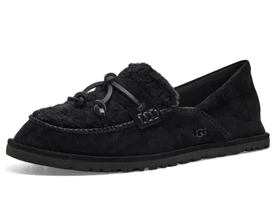 Ugg Zora Shearling-trim Bow Loafers In Black