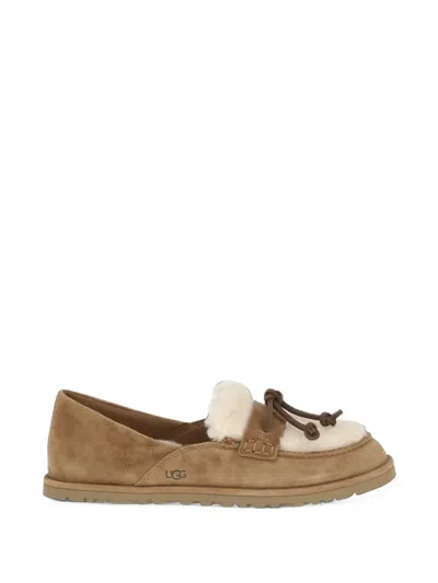Ugg Zora Shearling-trim Loafers In Brown