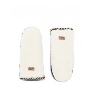 Ugg Braid Suede Mittens In Neutrals/brown