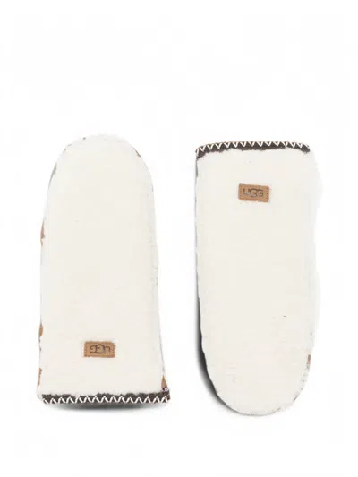 Ugg Braid Suede Mittens In White