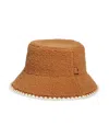 Ugg Fluff Faux-fur Scalloped Bucket Hat In Brown