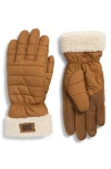 Ugg(r) Aw Uggfluff Cuff Gloves In Brown
