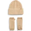 Ugg(r) Chunky Plaited Beanie & Fingerless Mittens Set In Neutral