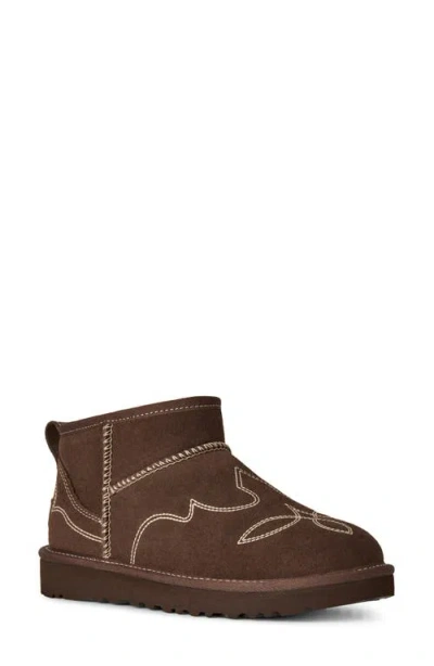 Ugg Stivaletto Donna Classic Ultra Mini Western Burnt Cedar In Brown