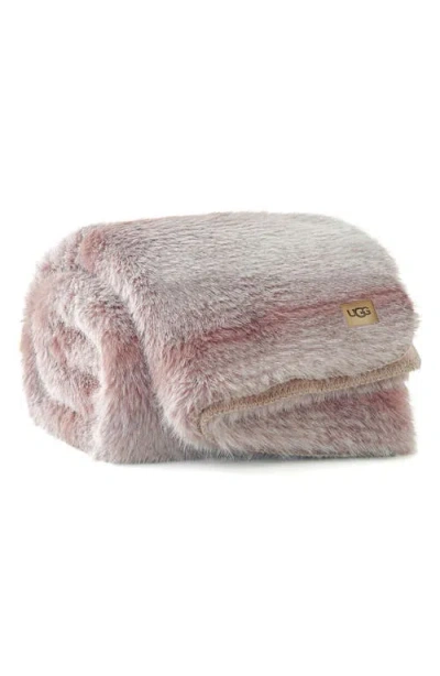 Ugg (r) Clyde Faux Fur Throw Blanket In Pink