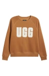 Ugg(r) Collection Madeline Fuzzy Logo Graphic Sweatshirt In Chestnut / Plaster
