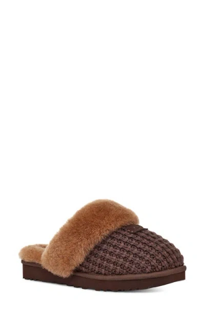 Ugg (r) Cozy Knit Genuine Shearling Slipper In Brown