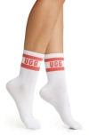 Ugg(r) Dierson Logo Quarter Socks In White/flamingo Pink