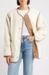 Ugg(r) Emmersyn Uggbraid Trim High Pile Fleece Coat In White