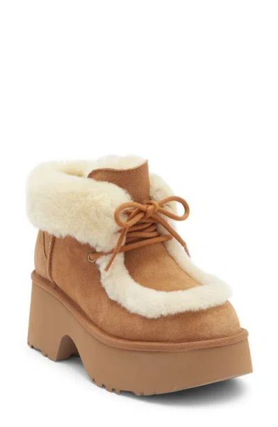 Ugg(r) Esmee Genuine Shearling Detail Lace-up Boot In Brown
