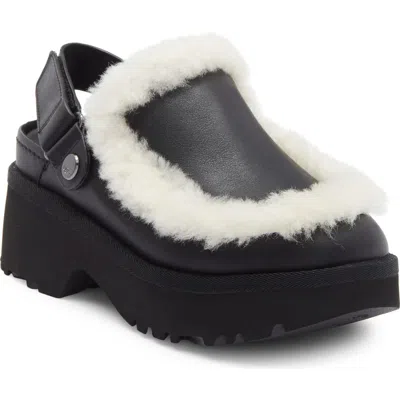 Ugg(r) Esmee Genuine Shearling Trim Clog In Black