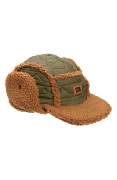 Ugg(r) Fluff Faux Shearling Trapper Hat In Burnt Olive Multi