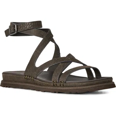 Ugg (r) Goldengaze Embossed Ankle Wrap Sandal In Brown