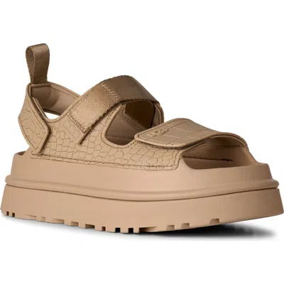 Ugg (r) Goldenglow Embossed Platform Sandal In Nude