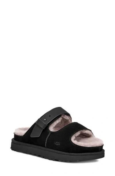 Ugg(r) Greenport Genuine Shearling Slide Sandal In Black