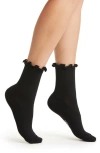 Ugg(r) Karsyn Lettuce Edge Crew Socks In Black