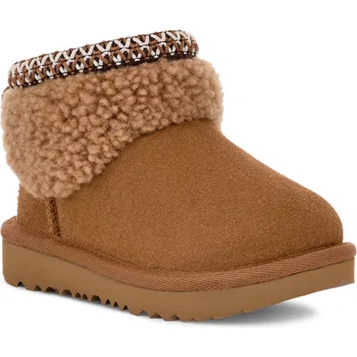 Ugg(r) Kids' Classic Ultra Mini Curly Shearling Boot In Brown