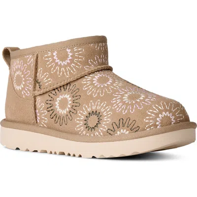 Ugg (r) Kids' Classic Ultra Mini Sun Stitch Boot In Brown