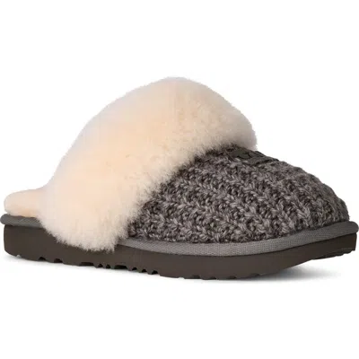 Ugg (r) Kids' Cozy Knit Ii Plush™ & Genuine Shearling Trim Slipper In Gray
