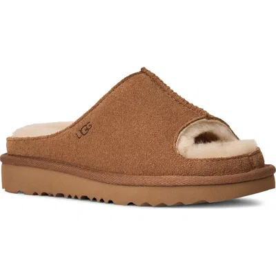 Ugg (r) Kids' Greenport Genuine Shearling Lined Slide Sandal In Brown