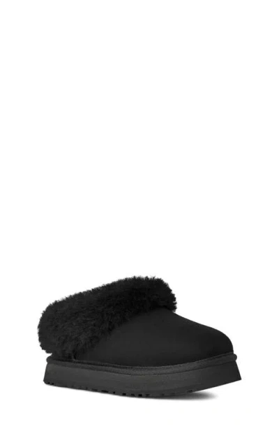 Ugg (r) Kids' Tazzelle Genuine Shearling Collar Slipper In Black