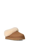 Ugg(r) Kids' Tazzelle Genuine Shearling Collar Slipper In Brown