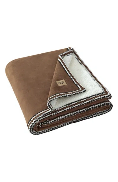 Ugg(r) Kirkwood Braid Trim Throw Blanket In Brown