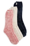 Ugg(r) Leda Assorted 3-pack Sparkle Crew Socks In Cream/pink Jade/mariner