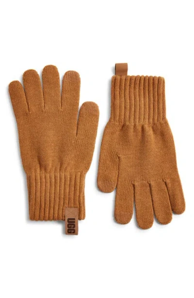 Ugg (r) Lightweight Rib Gloves In Brown