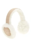 Ugg(r) Logo Embroidered Genuine Shearling Earmuffs In Sand