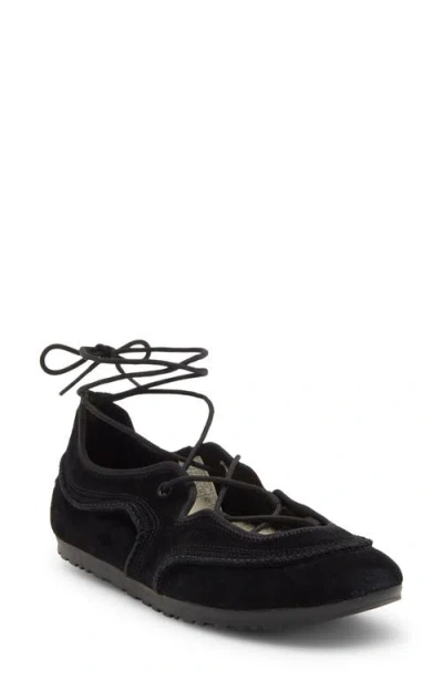 Ugg Black Scalloped Edge Suede Lace-up Flats
