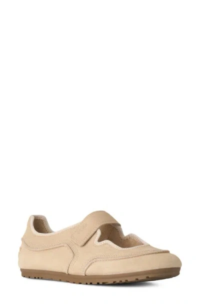 Ugg Mary Jane Touch-strap Suede Ballet Flats In Neutral
