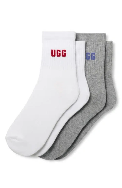 Ugg (r) Quinlin Assorted 2-pack Logo Quarter Socks In Gray
