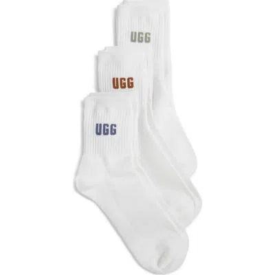 Ugg (r) Quinlin Logo Quarter Socks 3-pack In White